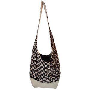 Reversable Brown & Beige Geometric Hobo Bag Shoulder Purse Tote